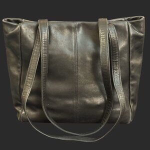 Valerie Stevens Genuine Leather Black Tote Bag – Slouchy Shoulder Purse RN13711